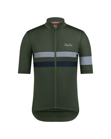 Rapha Mens Brebet Lightweight Jersey Deep Olive/Dark Navy